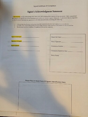 signers acknowledgement statement
