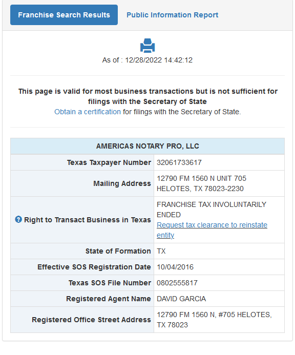 Americas notary Pro - Franchise Tax Involuntarily Ended - PSAs and News -  Notary Cafe Forums